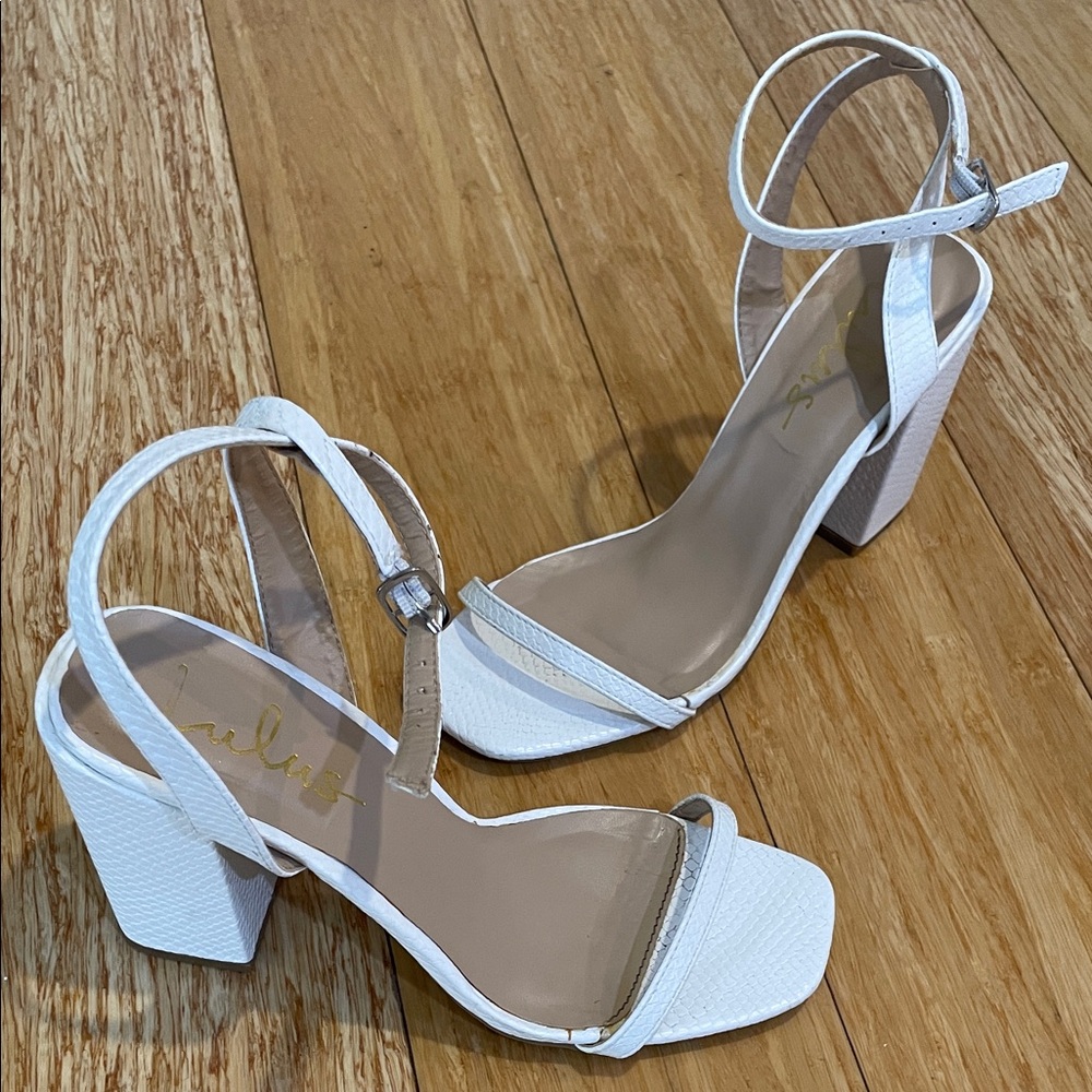 Lulus Elegant White Block Heel Sandals